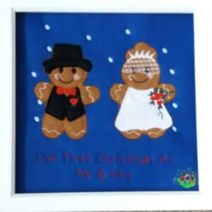 Sweetpea's Handmade Embroidered Frame Collection - First Christmas Bride and Groom Ginger