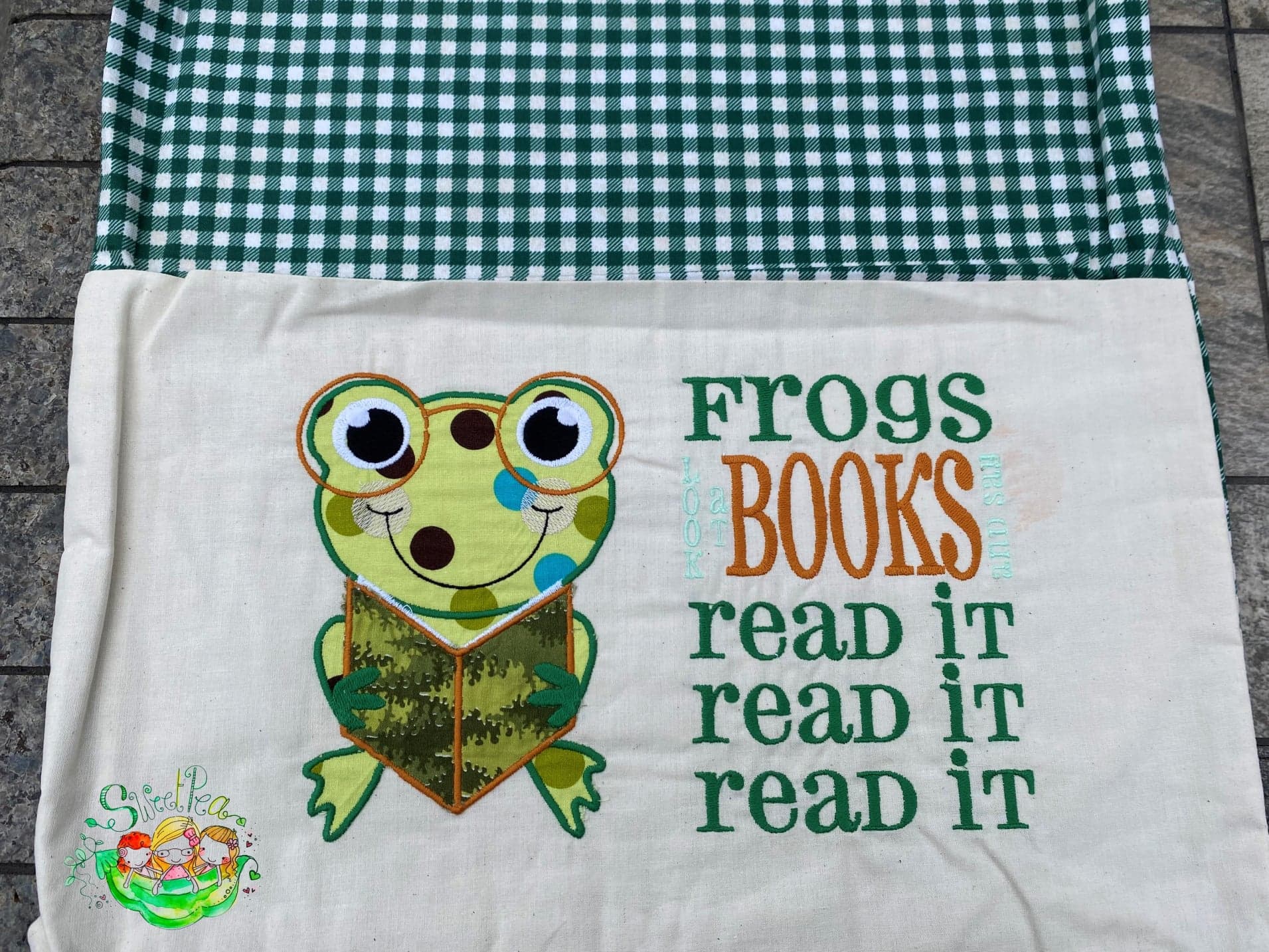 Sweetpea's Handmade Reading Cushion Collection - Frog Read It