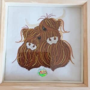 Sweetpea's Handmade Embroidered Frame Collection - Highland Coos