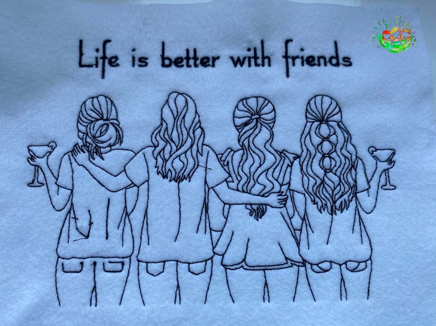 Sweetpea's Handmade Embroidered Frame Collection - Life is Better with Three Friends