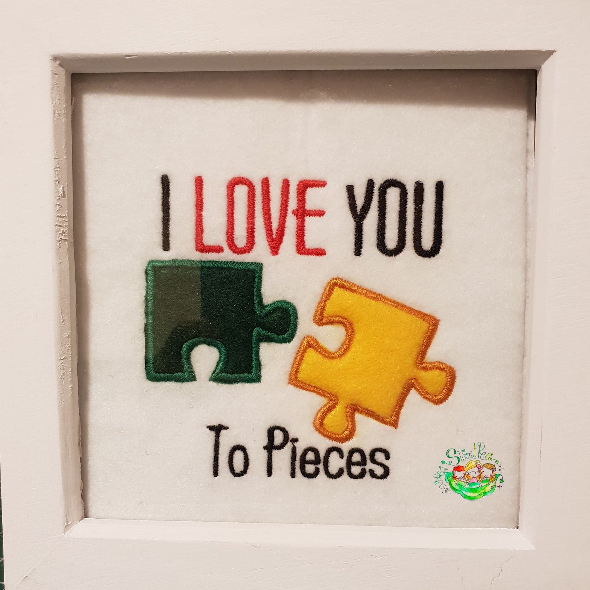 Sweetpea's Handmade Embroidered Frame Collection - Love You to Pieces