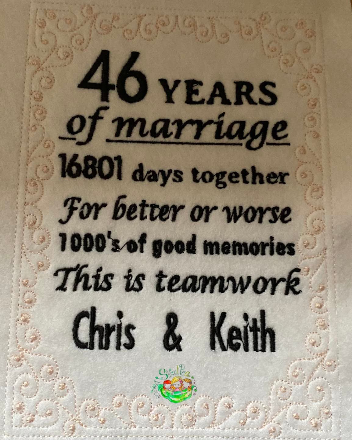 Sweetpea's Handmade Embroidered Frame Collection - Marriage Teamwork