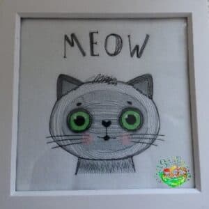 Sweetpea's Handmade Embroidered Frame Collection - Meow Cat