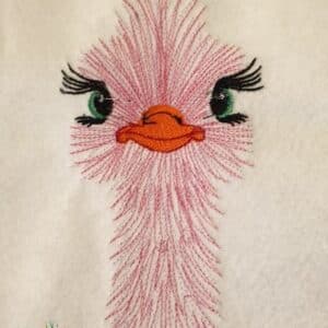 Sweetpea's Handmade Embroidered Frame Collection - Ostrich Female