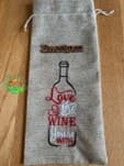 Sweetpea's Handmade Embroidered Jute Wine Bag Collection - Love the Wine You're with
