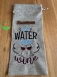 Sweetpea's Handmade Embroidered Jute Wine Bag Collection - Save Water Drink Wine
