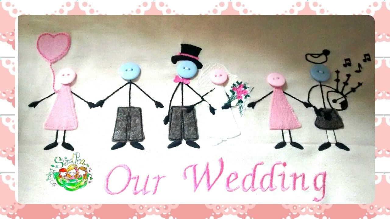 Sweetpea's Handmade Embroidered Frame Collection - Stick Wedding