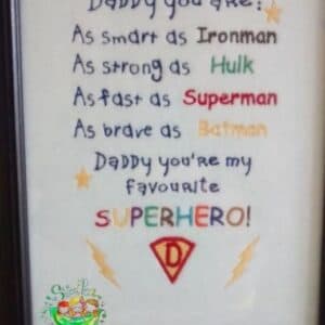 Sweetpea's Handmade Embroidered Frame Collection - Superhero Daddy