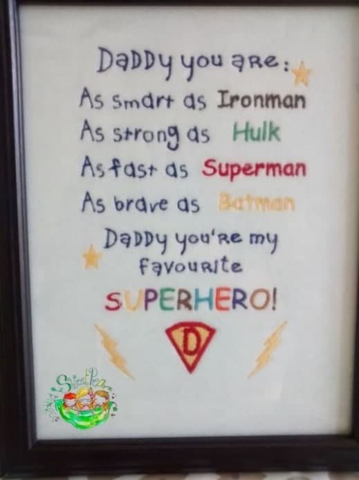 Sweetpea's Handmade Embroidered Frame Collection - Superhero Daddy