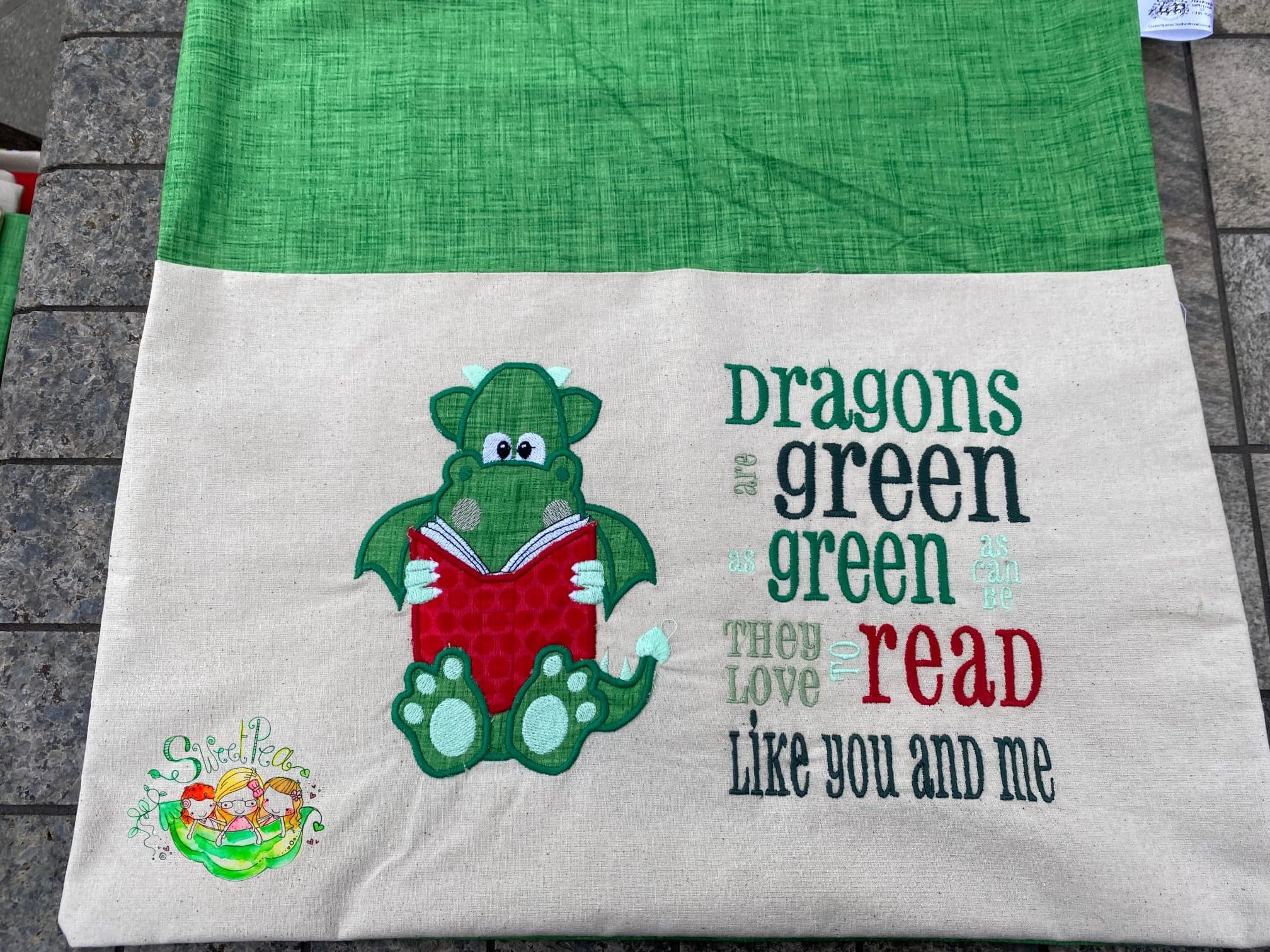 Sweetpea's Handmade Reading Cushion Collection - Dragon Green
