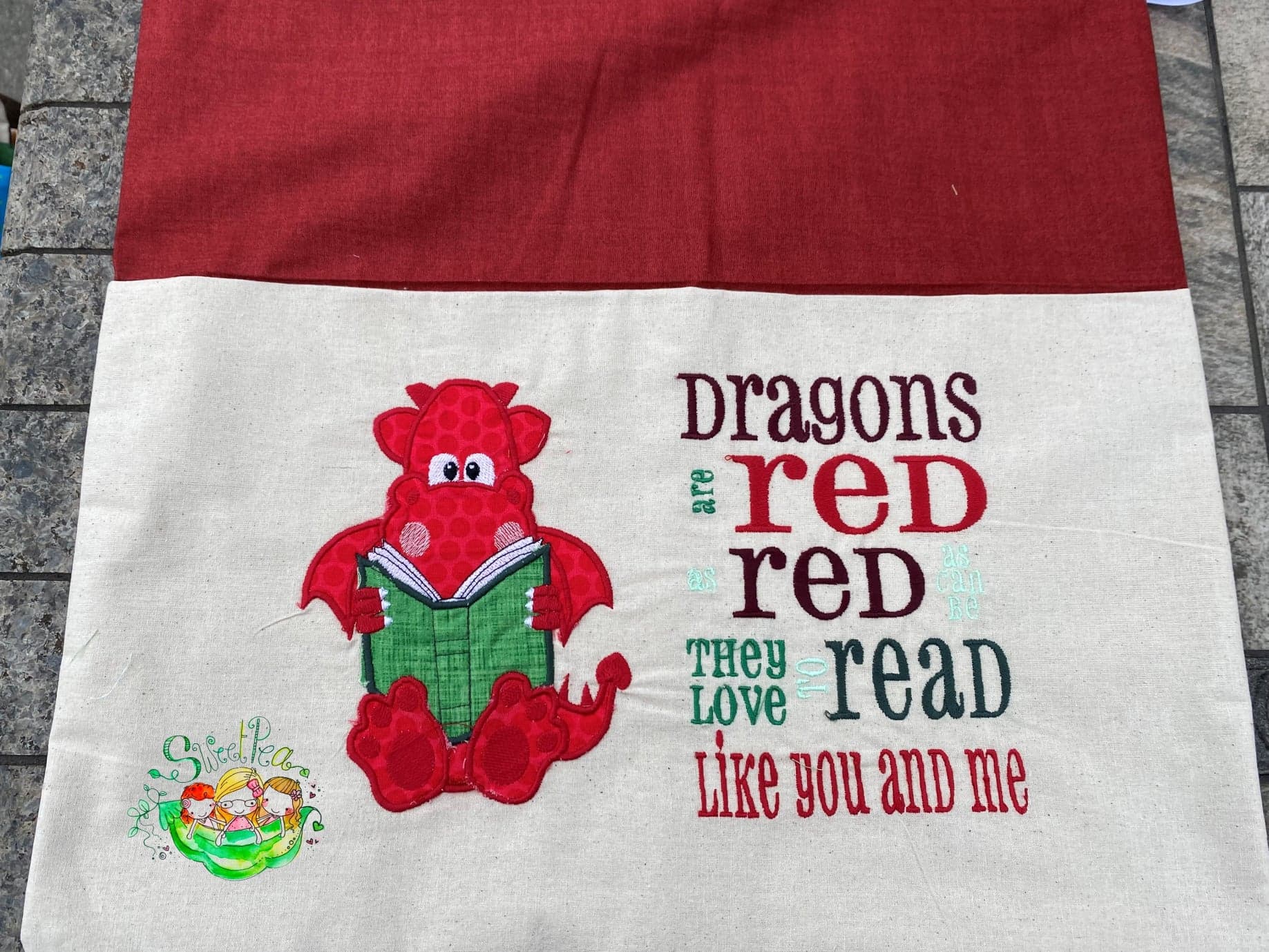 Sweetpea's Handmade Reading Cushion Collection - Dragon Red