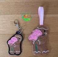 Sweetpea's Handmade Gingerbread Flower Key Fob Collection - January Carnation
