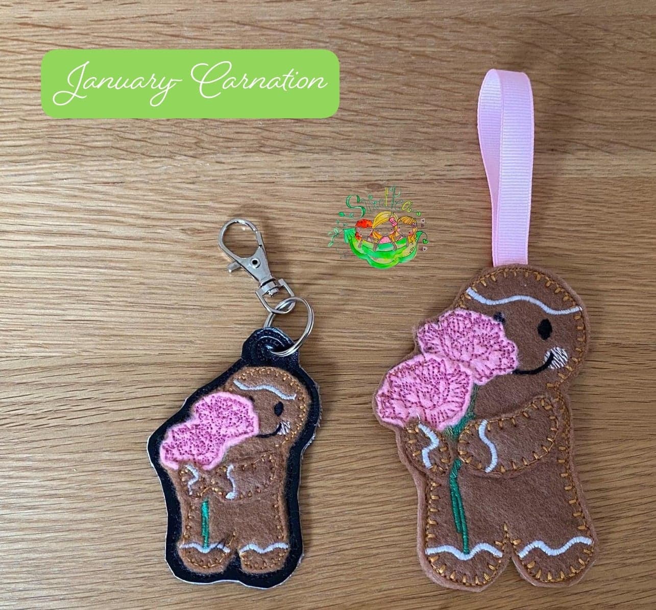Sweetpea's Handmade Gingerbread Flower Collection - January Carnation