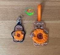 Sweetpea's Handmade Gingerbread Flower Key Fob Collection - October Marigold