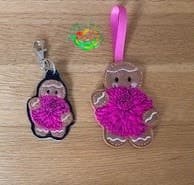 Sweetpea's Handmade Gingerbread Flower Key Fob Collection - November Chrysanthemum