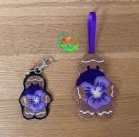 Sweetpea's Handmade Gingerbread Flower Key Fob Collection - February Viola
