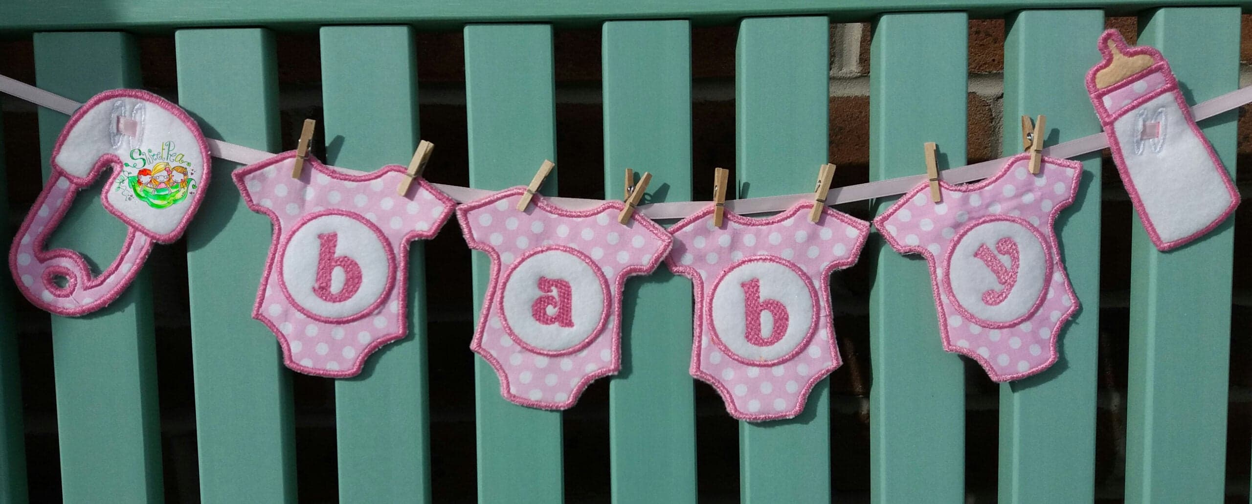 Sweetpea's Handmade Banner Collection - Baby Onesies, Bottle and Pin Banner