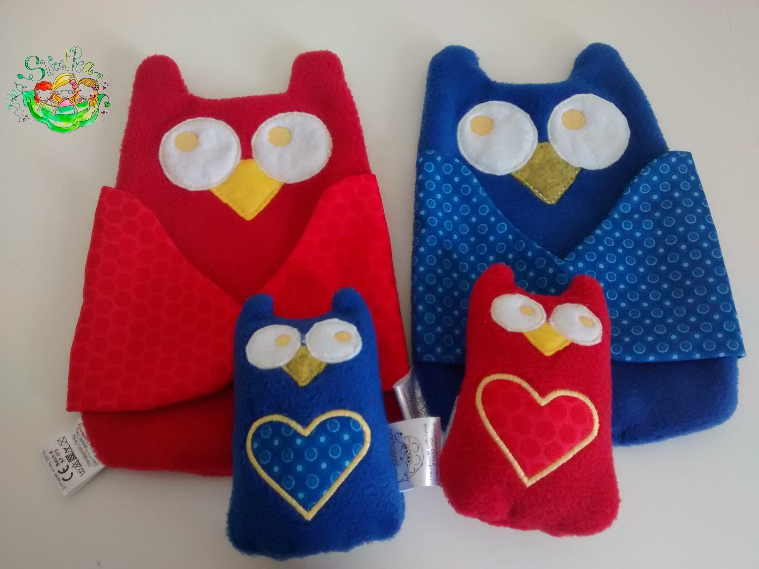Sweetpea's Handmade Cuddle Blanket Collection - Mama Owl and Owlet Soft Toy