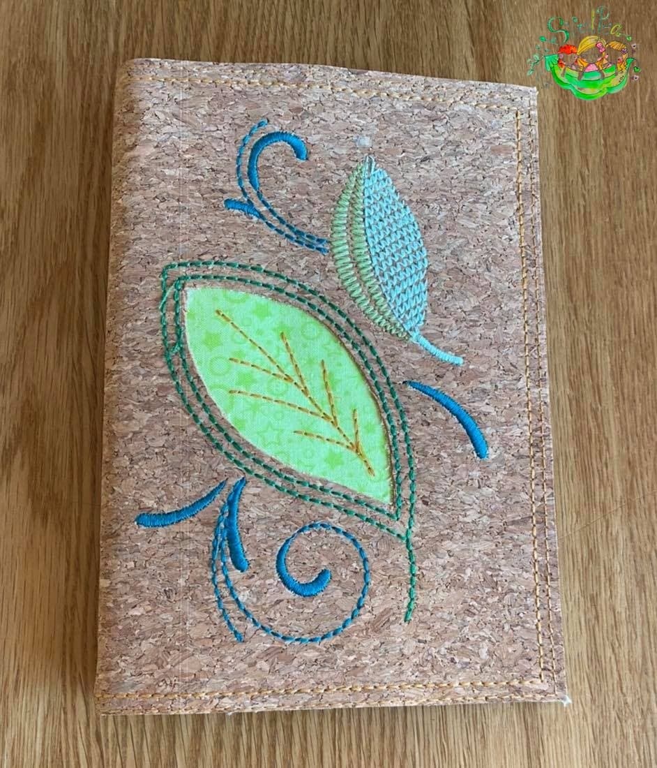Sweetpea’s Handmade Reverse-Appliqué Notebook Collection - Leaf and Swirl