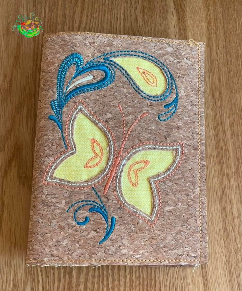 Sweetpea’s Handmade Reverse-Appliqué Notebook Collection - Butterfly, Leaf and Heart Swirl