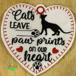 Sweetpea's Handmade Pet Heart Hanger Collection - Cats Leave Pawprints On Our Heart