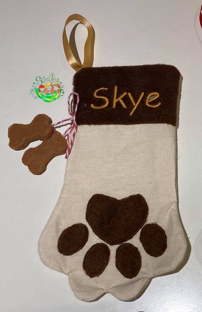 Sweetpea's Handmade Paw Christmas Stocking  Collection - Dog