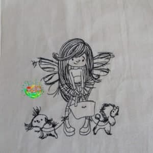 Sweetpea's Handmade Tote Bag Collection - Cute Fairy Shopping with her Two Dogs