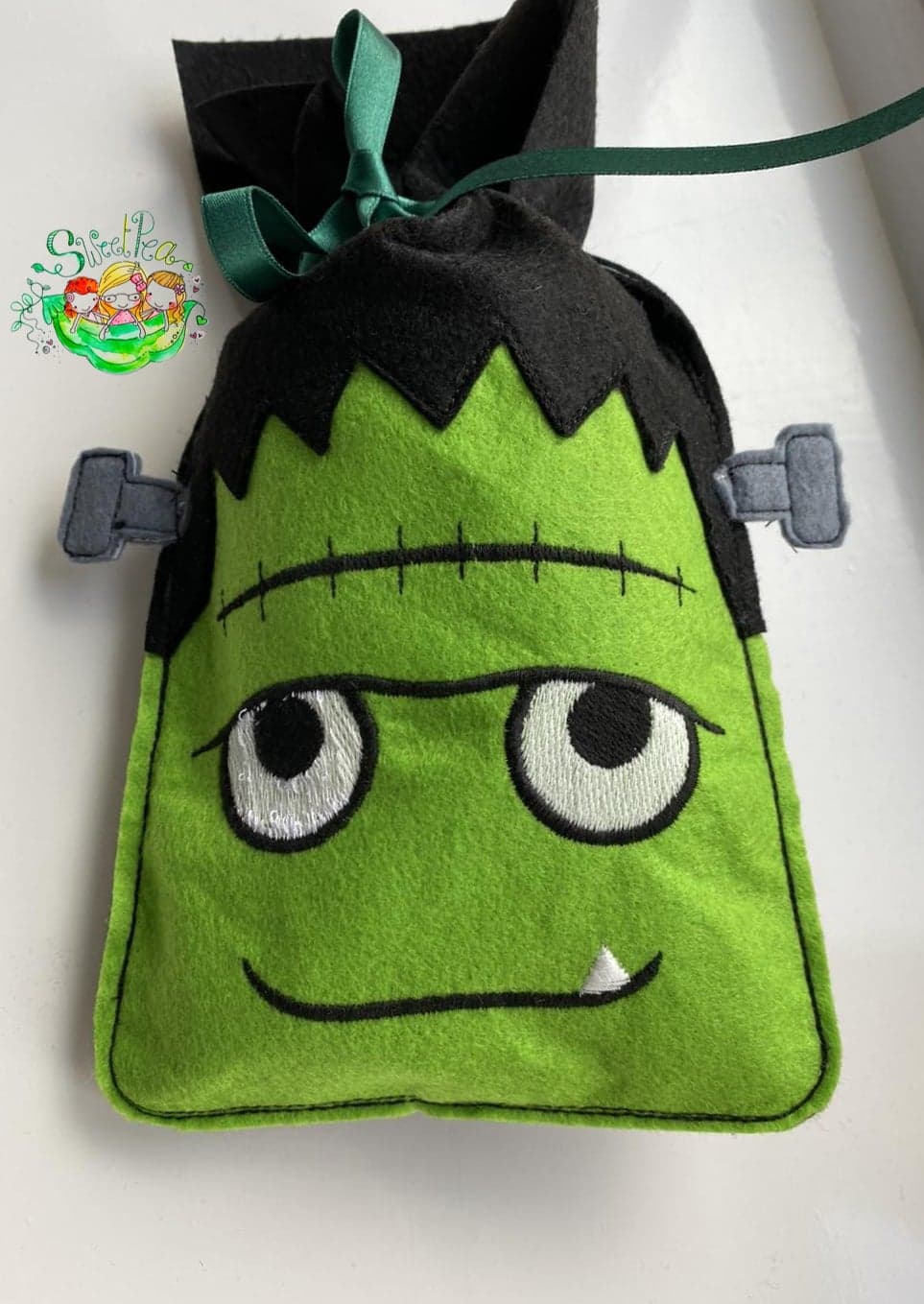 Sweetpea's Handmade Halloween Tie Treat Bag Collection - Frankenstein