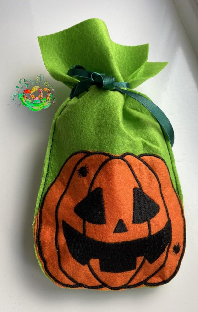Sweetpea's Handmade Halloween Tie Treat Bag Collection - Pumpkin