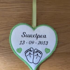 Sweetpea’s Handmade Baby Heart Hangers - Birth Announcement