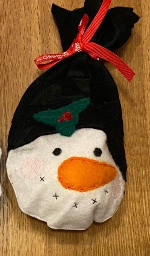 Sweetpea's Handmade Christmas Tie Treat Bag Collection -Snowman