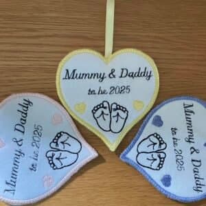 Sweetpea’s Handmade Baby Heart Hangers - Mummy and Daddy To Be