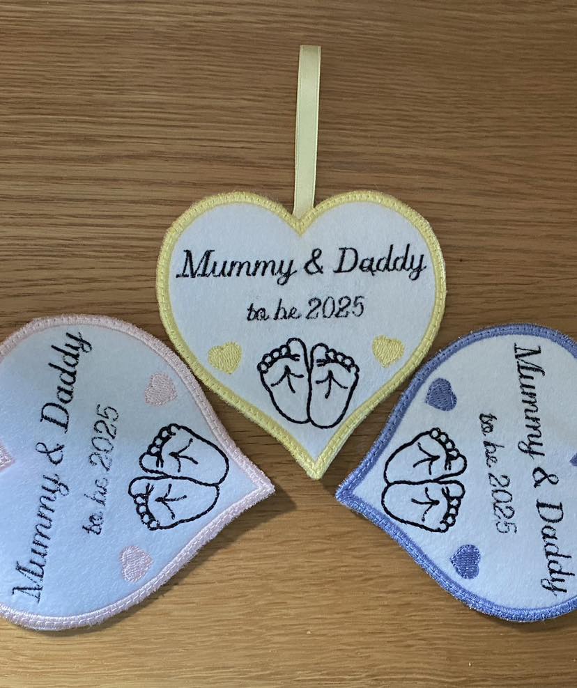 Sweetpea’s Handmade Baby Heart Hangers - Mummy and Daddy To Be