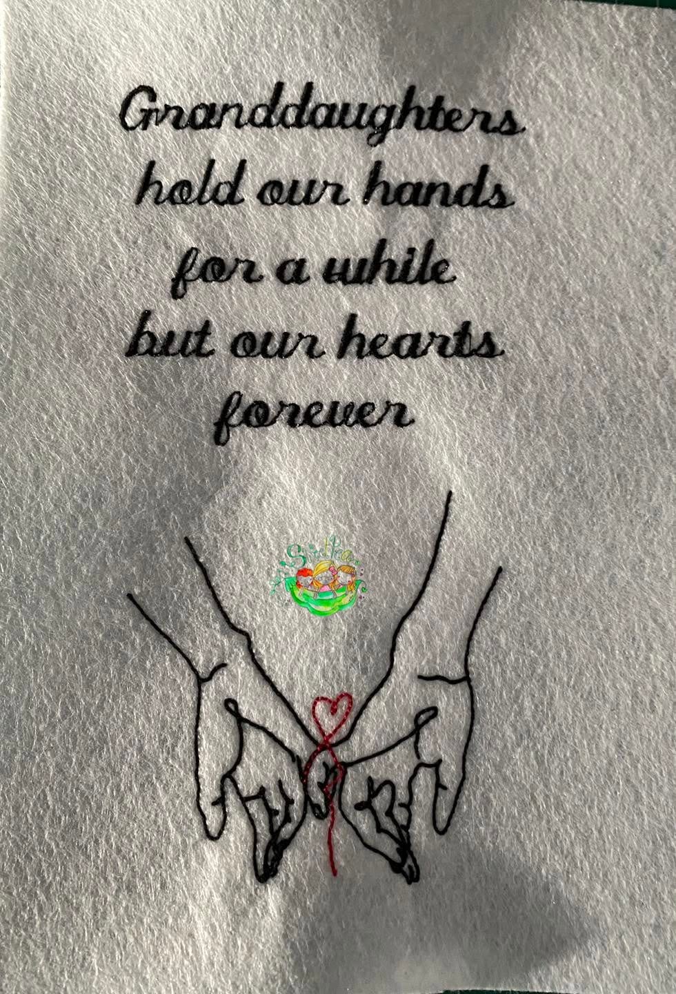 Sweetpea's Handmade Embroidered Frame Collection - Granddaughters Hold Our Hands