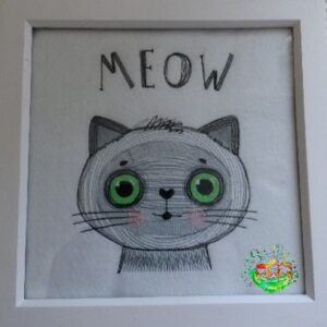 Sweetpea's Handmade Embroidered Frame Collection - Meow Cat