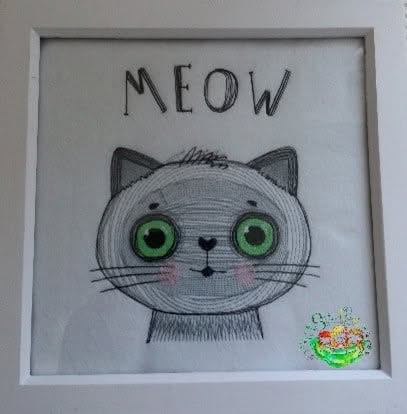 Sweetpea's Handmade Embroidered Frame Collection - Meow Cat