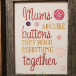 Sweetpea's Handmade Embroidered Frame Collection - Mum Buttons