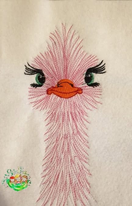 Sweetpea's Handmade Embroidered Frame Collection - Ostrich Female