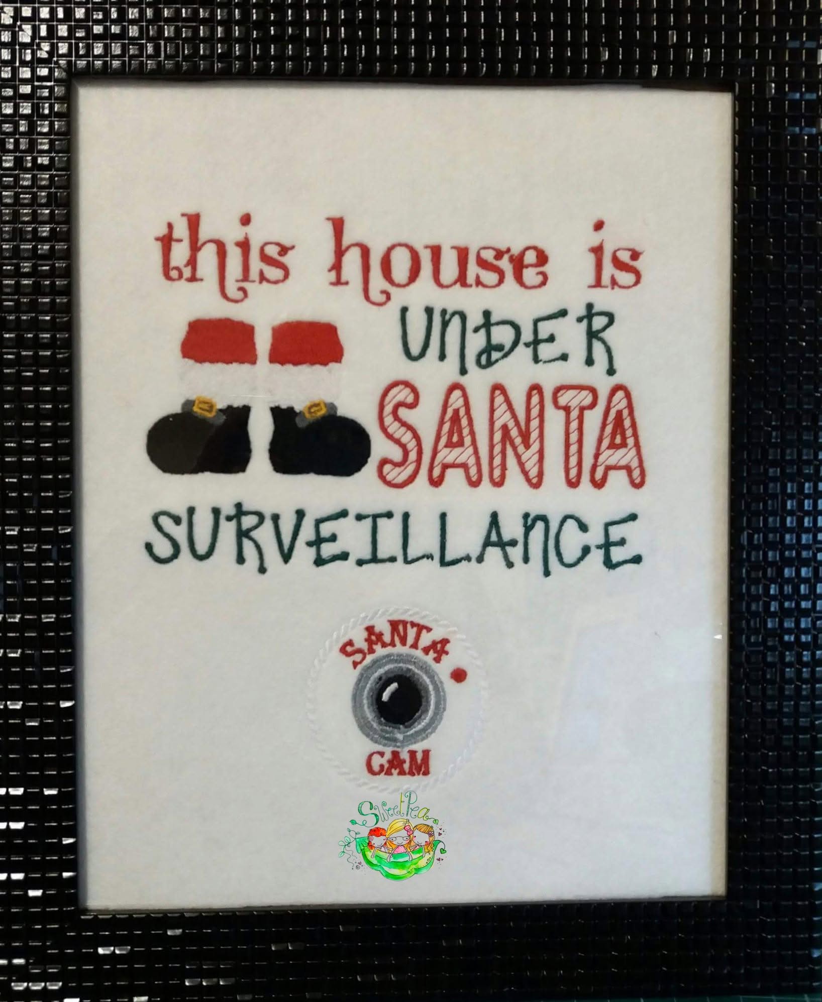 Sweetpea's Handmade Embroidered Frame Collection - Santa Surveillance