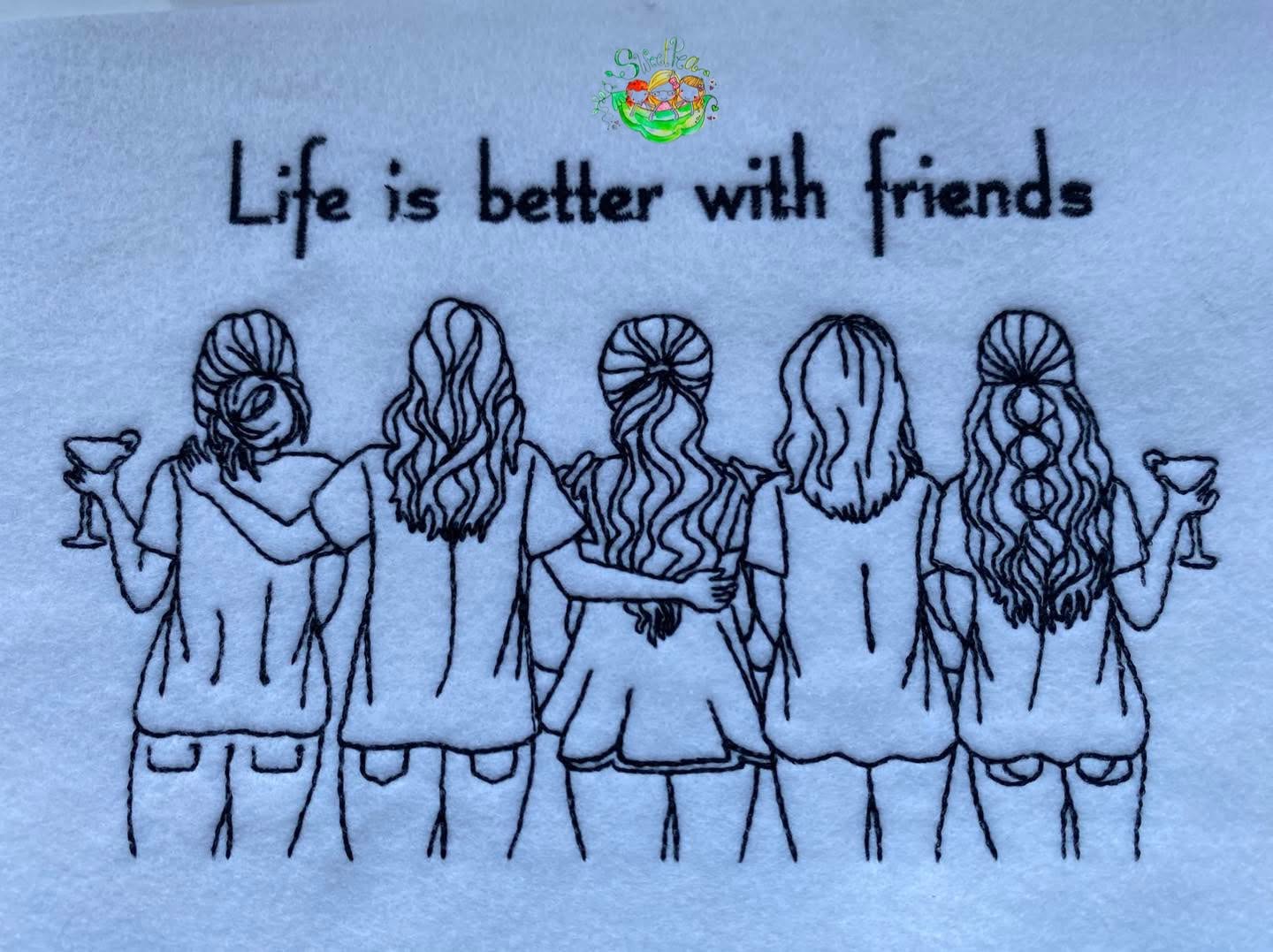 Sweetpea's Handmade Embroidered Frame Collection - Life is Better with Four Friends
