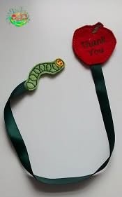 Sweetpea's Handmade Bookmark Collection - Apple and Worm