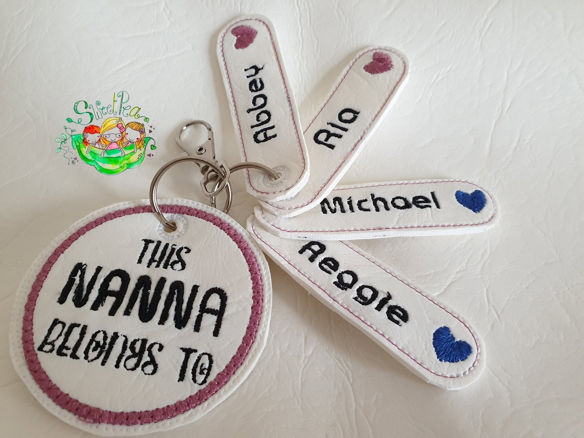 Sweetpea's Handmade Key Fob Collection - Belongs to Key and Name Tag