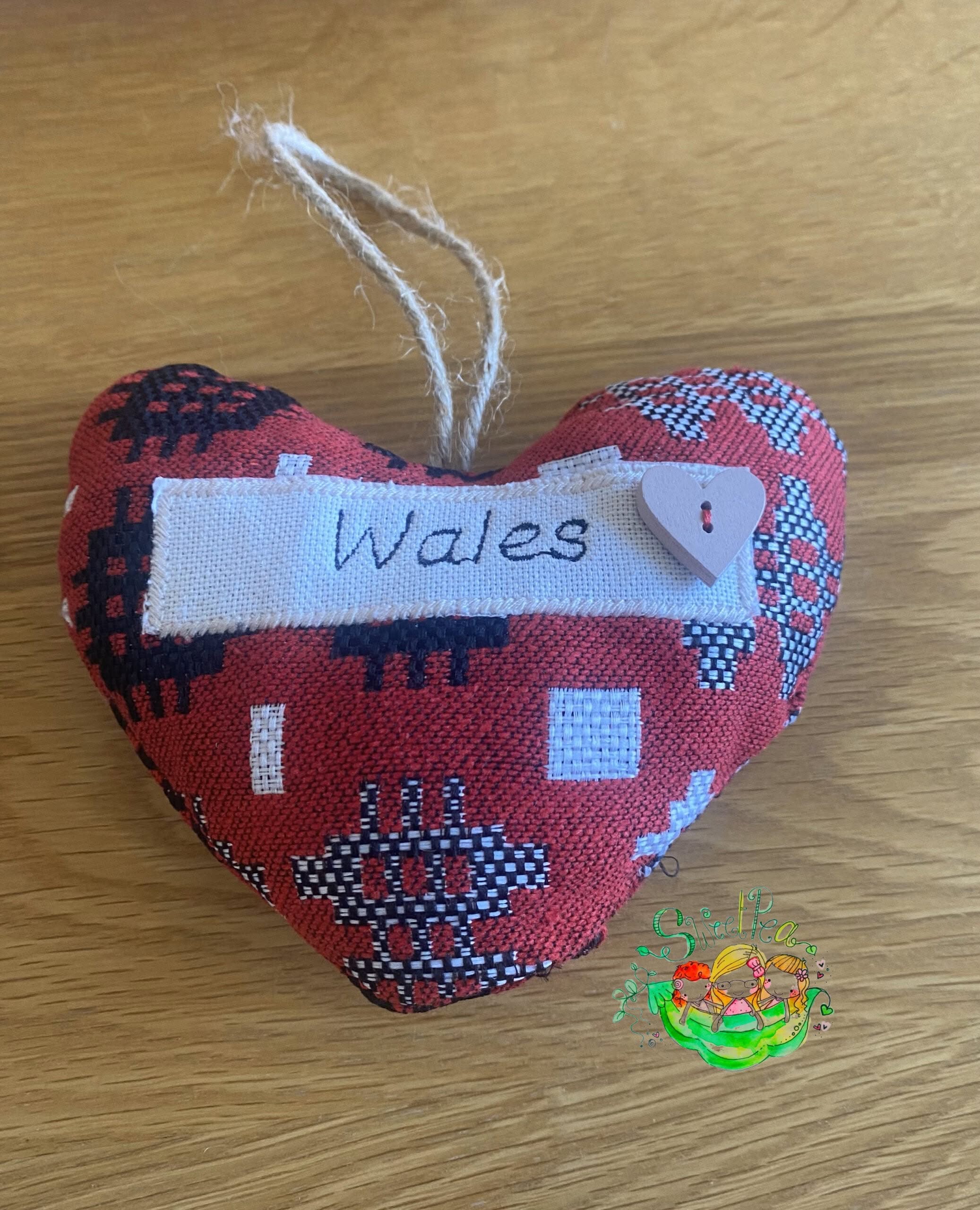 Sweetpea's Handmade Hanging Heart Decoration Collection - Wales