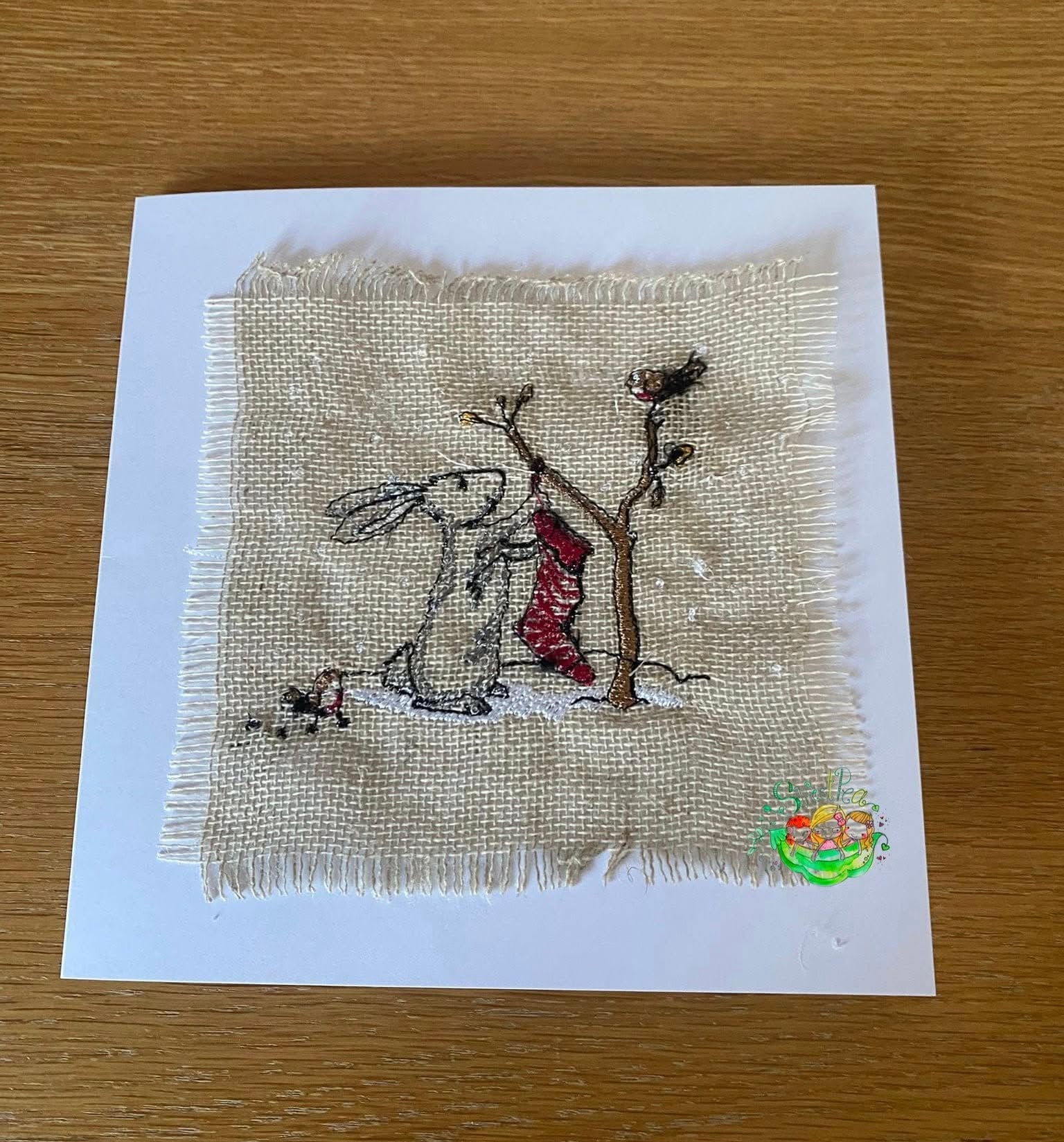 Sweetpea's Handmade Card Collection - Christmas Winter Rabbit and Stocking