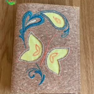 Sweetpea’s Handmade Reverse-Appliqué Notebook Collection - Butterfly, Leaf and Heart Swirl