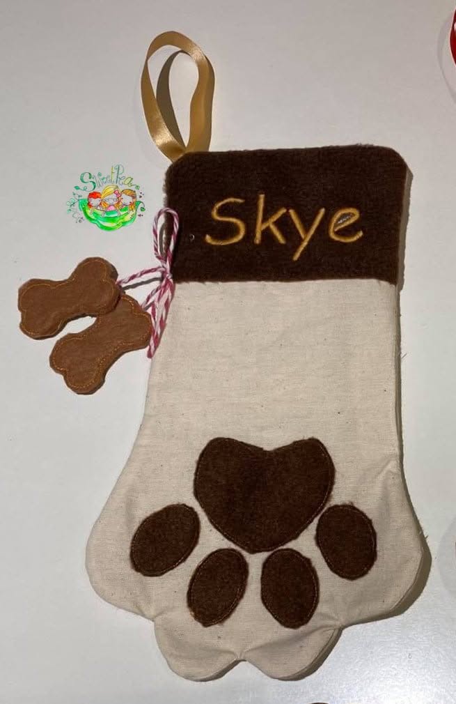 Sweetpea's Handmade Paw Christmas Stocking Collection - Dog
