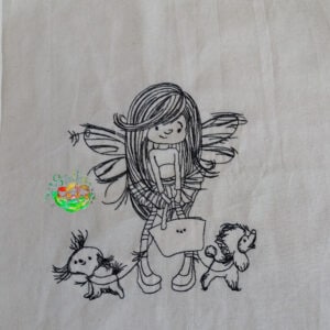 Sweetpea's Handmade Tote Bag Collection - Cute Fairy Shopping with her Two Dogs