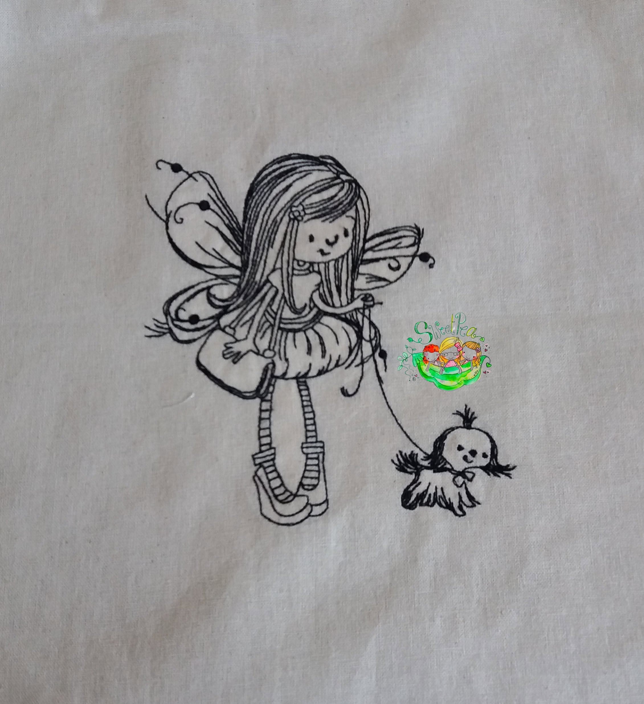 Sweetpea's Handmade Tote Bag Collection - Cute Fairy with her Pet Dog