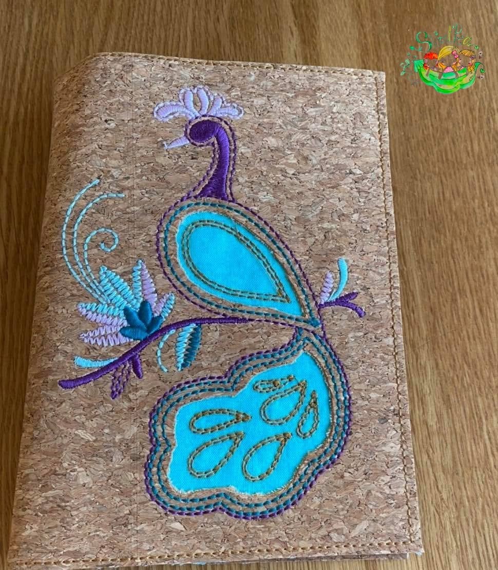 Sweetpea’s Handmade Reverse-Appliqué Notebook Collection- Peacock and Flower